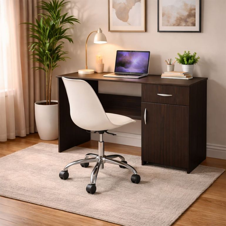 Birou Theo, 110x50x71 cm, 1 usa + 1 sertar, culoare wenge, pal