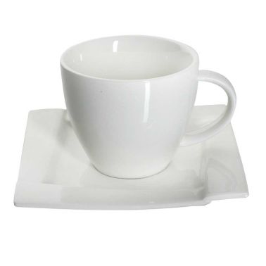 Set cafea/ceai 12 piese, portelan, ceasca 220 ml + farfurie, alb, Kubiko