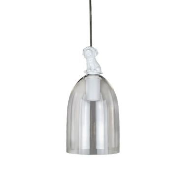 Pendul Puppy, 16x16x35 cm, e27, 40 w, sticla, transparent/alb