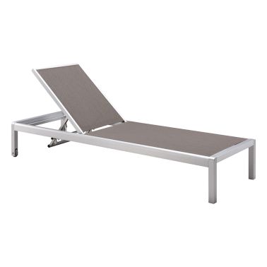 Sezlong terasa Lux Raven, 195x64x30 cm, rama aluminiu slefuit, sezut textilen, gri