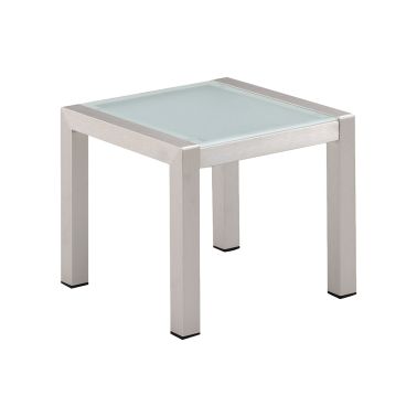 Masuta sezlong Lux Raven, 40x40x36 cm, cadru aluminiu slefuit, blat sticla securizata 5 mm