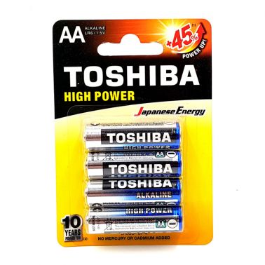 SET 4 BATERII ALCALINE TOSHIBA R6, HIGH POWER, AA, 1.5 V
