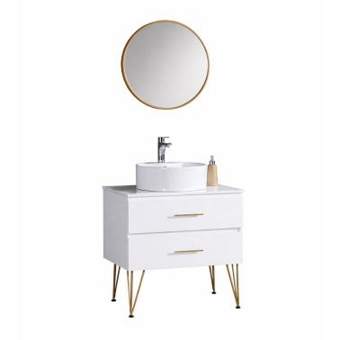 SET MOBILIER BAIE, DULAP CU LAVOAR + OGLINDA, SANTINO 60X50X76.5 CM, ALB