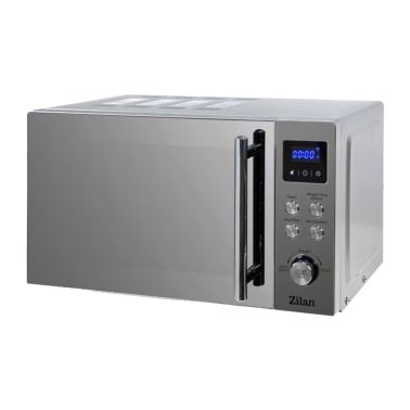 Cuptor cu microunde digital Zilan ZLN1238, putere 700W, capacitate 20L, functie de dezghetare, panou din inox, afisaj digital, gri