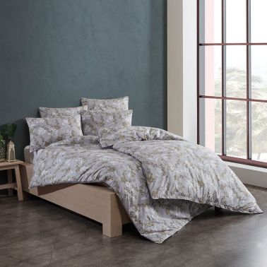 Lenjerie de pat 2 persoane Magie, cearceaf pat 220x240 cm, husa pilota 200x220 cm, 2 fete perna 50x70 cm, 100% bumbac ranforce,gri