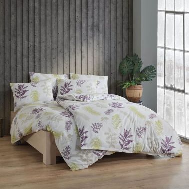 Lenjerie de pat 2 persoane Judith, cearceaf pat 220x240 cm, husa pilota 200x220 cm, 2 fete perna 50x70 cm, 100% bumbac ranforce, verde