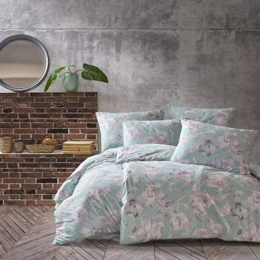 Lenjerie de pat 2 persoane Berlin, cearceaf pat 220x240 cm, husa pilota 200x220 cm, 2 fete perna 50x70 cm, 100% bumbac ranforce, verde