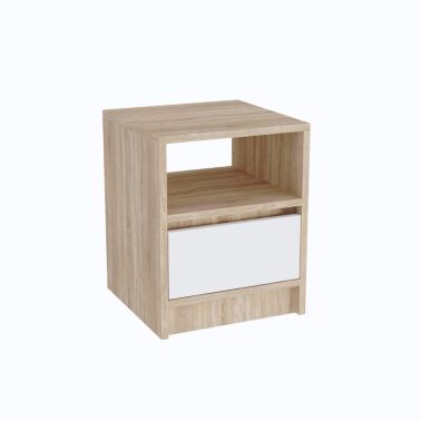 Noptiera Rita, 40x40x50 cm, 1 sertar, culoare sonoma/alb, pal