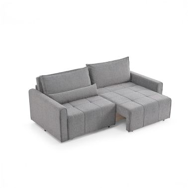 Canapea extensibila Dafne, 3 locuri, material textil, gri, lada depozitare