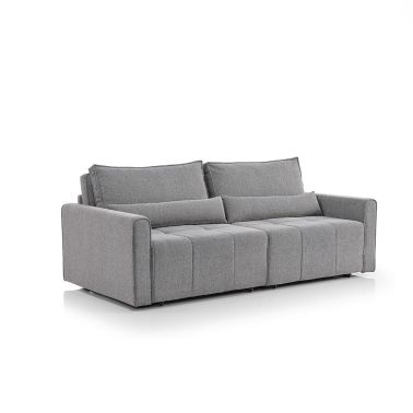 Canapea extensibila Dafne, 2 locuri, material textil, gri, lada depozitare