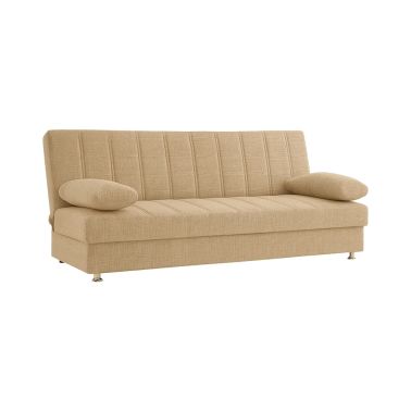 Canapea extensibila Studio, 3 locuri, material textil, bej, lada depozitare