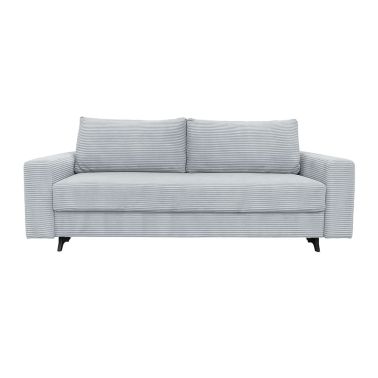 Canapea extensibila Ramo, 3 locuri, material textil, gri, lada depozitare