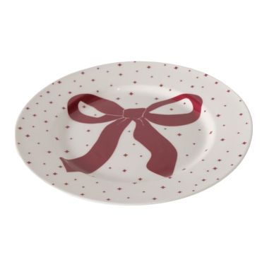 Farfurie Boucle, 21, ceramica, alb, roz