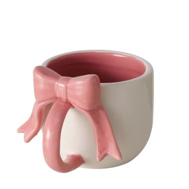 Ceasca Marthe, 9x8x7 cm, ceramica, alb, roz