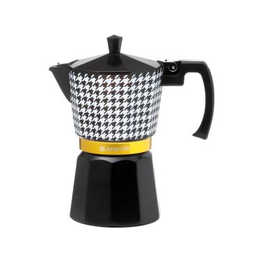 Cafetiera 300 ml, Coco, 6 portii, aluminiu, negru, alb