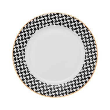 Farfurie desert 19 cm, Coco, portelan, negru, alb