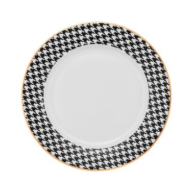 Farfurie desert 15 cm, Coco, portelan, negru, alb