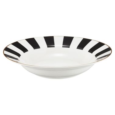 Farfurie adanca dungi 23CM, RIBS, portelan, alb, negru