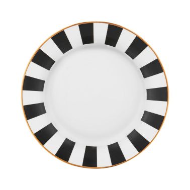 Farfurie desert dungi 15 cm, Ribs, portelan, alb, negru