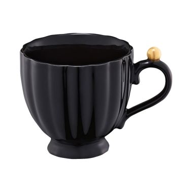 Cana 360 ml, Curly, portelan, negru