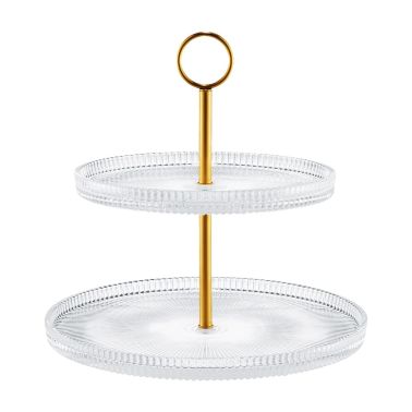 Suport prajituri etajat 19/24 cm, Curly, portelan, negru