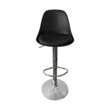 Scaun bar Kendo, cu spatar, inaltime ajustabila, negru, picior metalic cromat