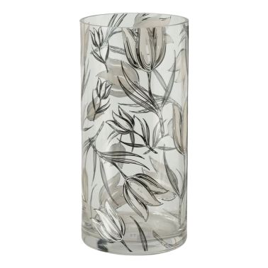 Vaza Carina, 25 x 12 cm, sticla, negru, transparent