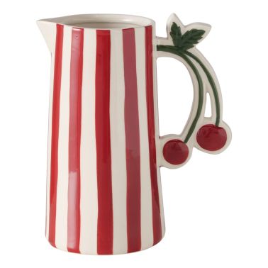 Carafa Cherry,19x12x23 cm, 1.6 l, portelan, model dungi, alb, rosu