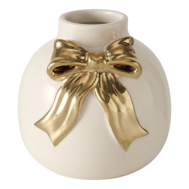 Vaza Rebecca, 11x11 cm, portelan, alb, auriu