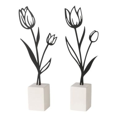 Decoratiune Carina, 11x5x28 cm, metal, piatra, alb, negru