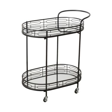 Masuta decorativa Thilo, 71x42x78cm, sticla, metal, negru