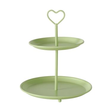 Suport decorativ etajat Posita, 25x21 cm, metal, verde