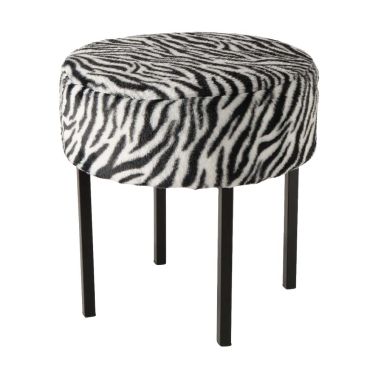Taburet Zebra, 44x43 cm, metal,poliester, alb,negru