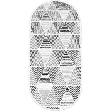Covor Ecora, oval, 80x150 cm, poliester, gri