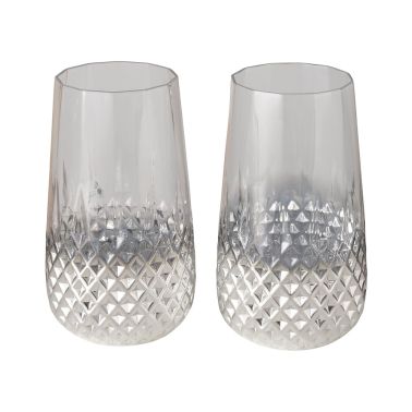 Set 2 pahare apa, sticla/argintiu, 560 ml