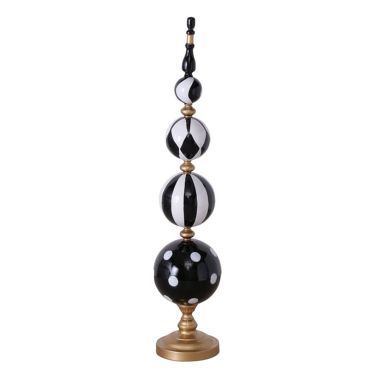 Decoratiune Craciun Arlequin 25x123 cm, metal, alb, negru, auriu