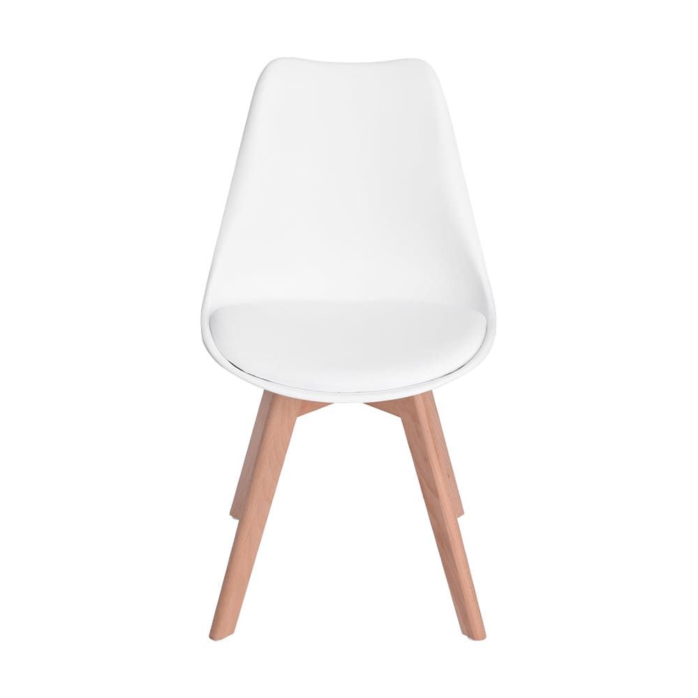 Scaun Cloud alb, piele ecologica, picioare lemn