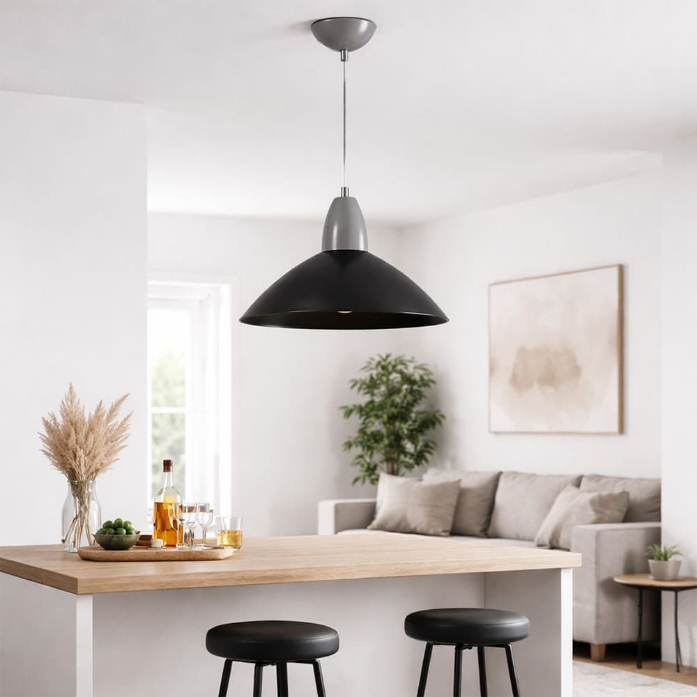 Pendul Lily metal, 22x60 cm, 1xe27, 60 w, negru, 2, Homelux.ro