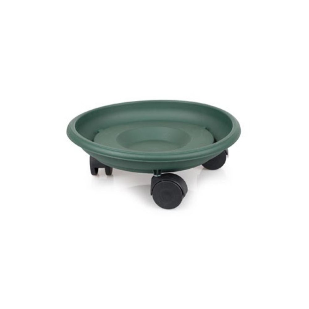 Suport ghiveci, 26 cm, cu rotile, verde, polipropilena