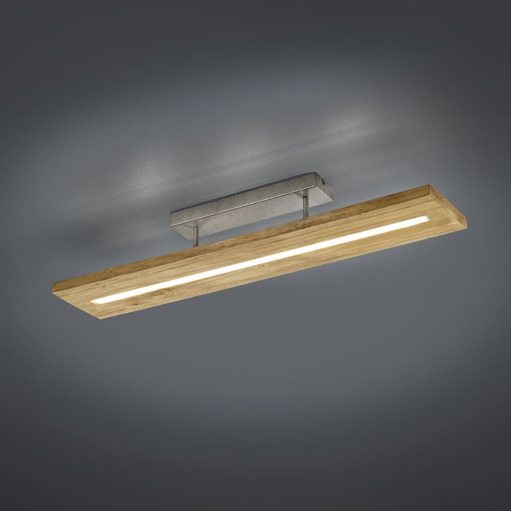 Plafoniera Brad, 100x20 cm, 1 x smd LED, 27 w, 3000 lm, 3000 k, lemn/metal, natur/gri, 2, Homelux.ro