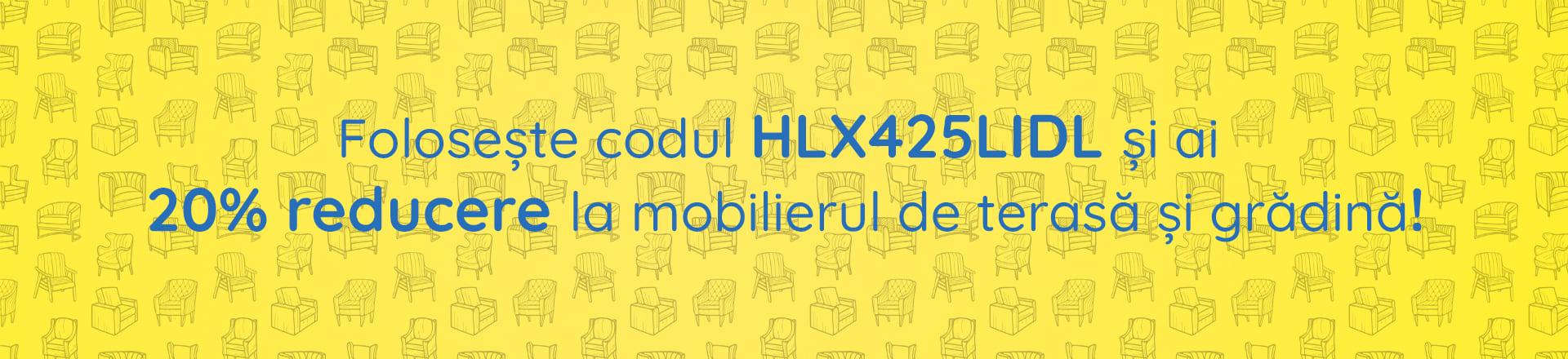 „Promoție Homelux: 20% reducere la mobilier de terasă și grădină cu codul HLX425LIDL